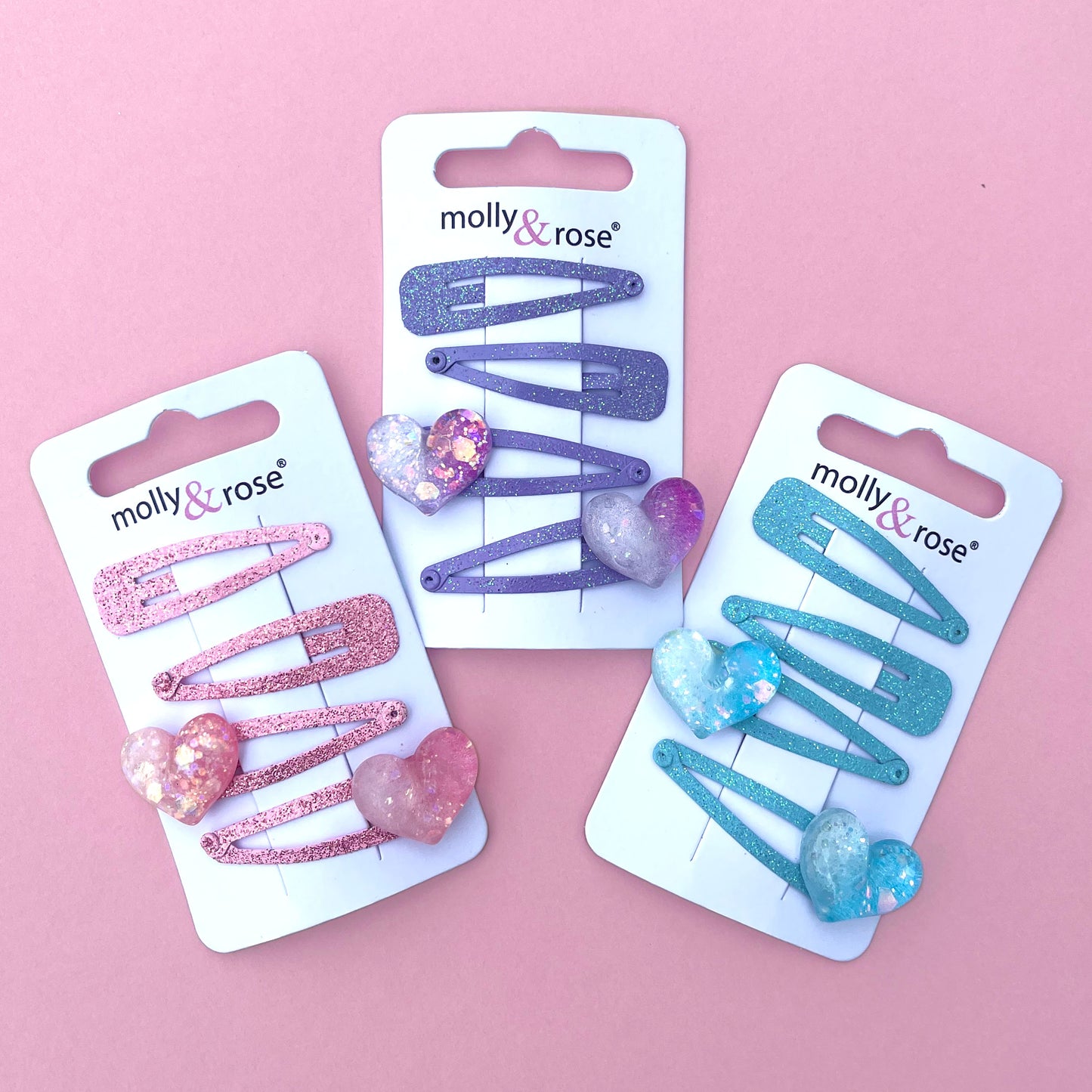 4pk Glitter clips with hearts-Party Bag Fillers - Girls-The Curious Caterpillar