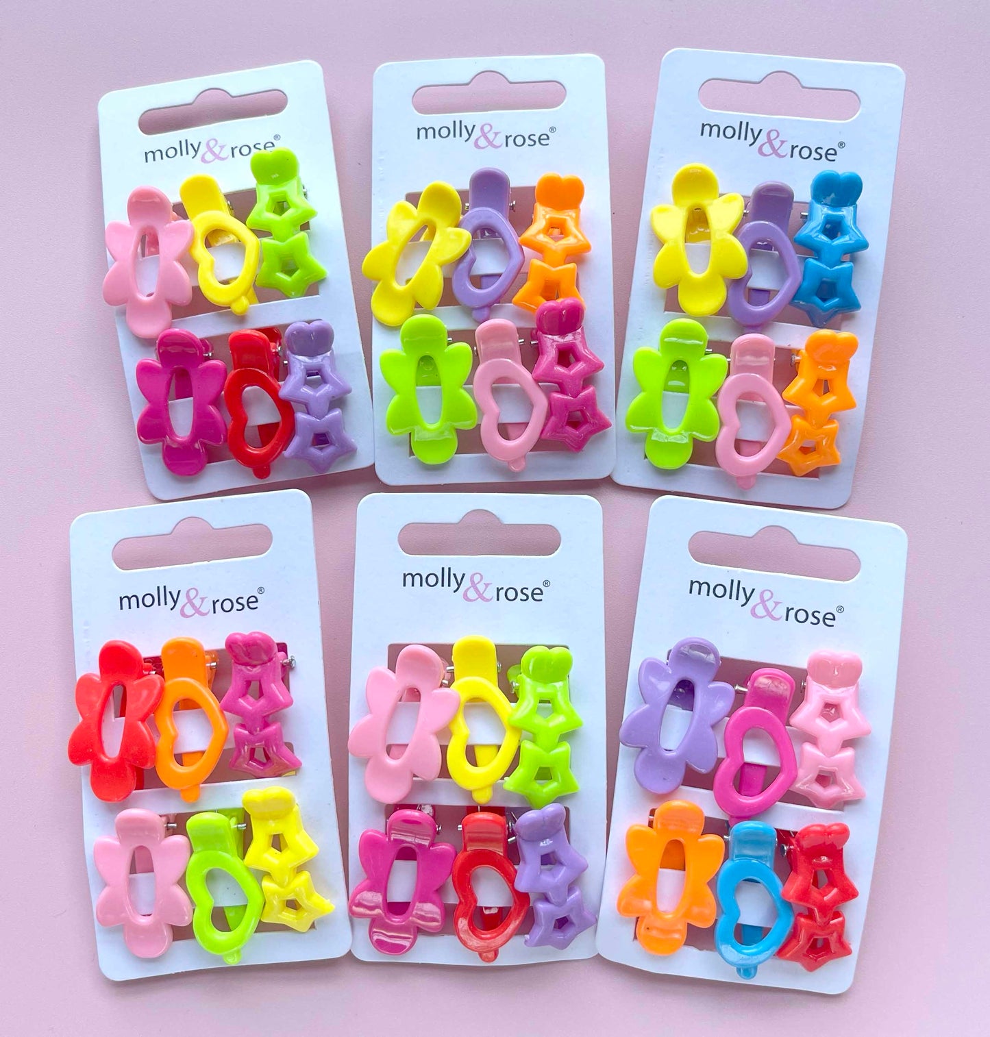 6pk - Bright Mini Hair Clips-Party Bag Fillers - Girls-The Curious Caterpillar