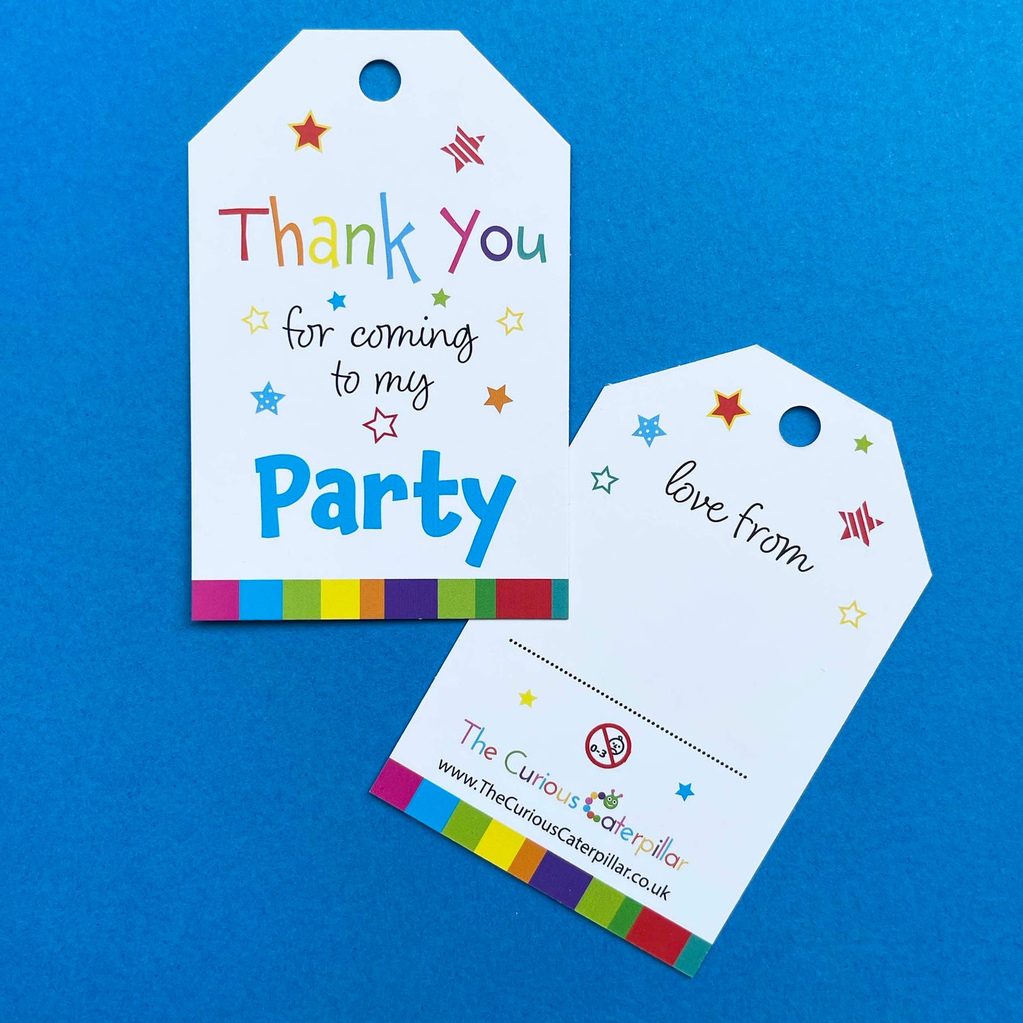 Thank You For Coming To My Party Tag - Blue-The Curious Caterpillar