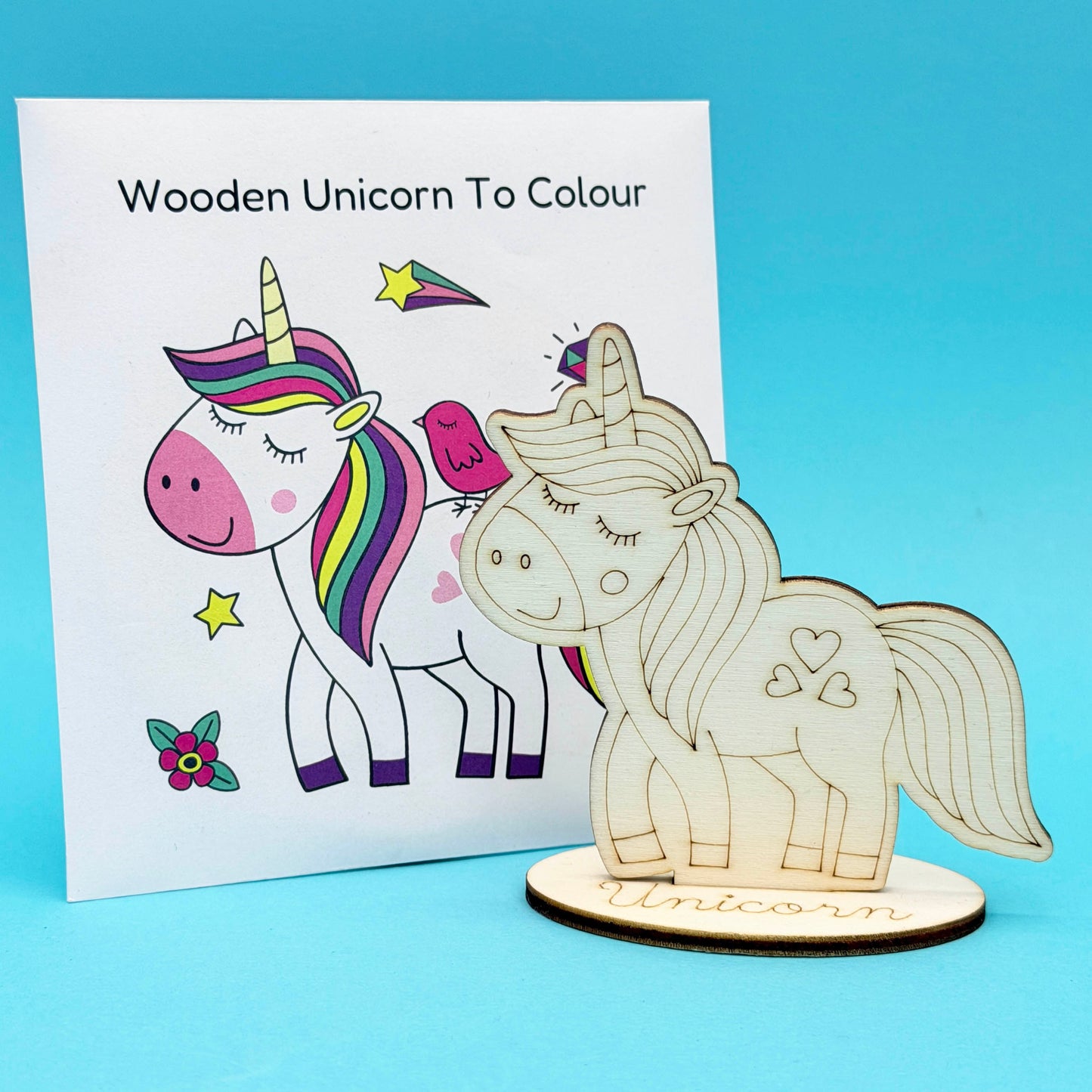 Wooden Unicorn to Colour