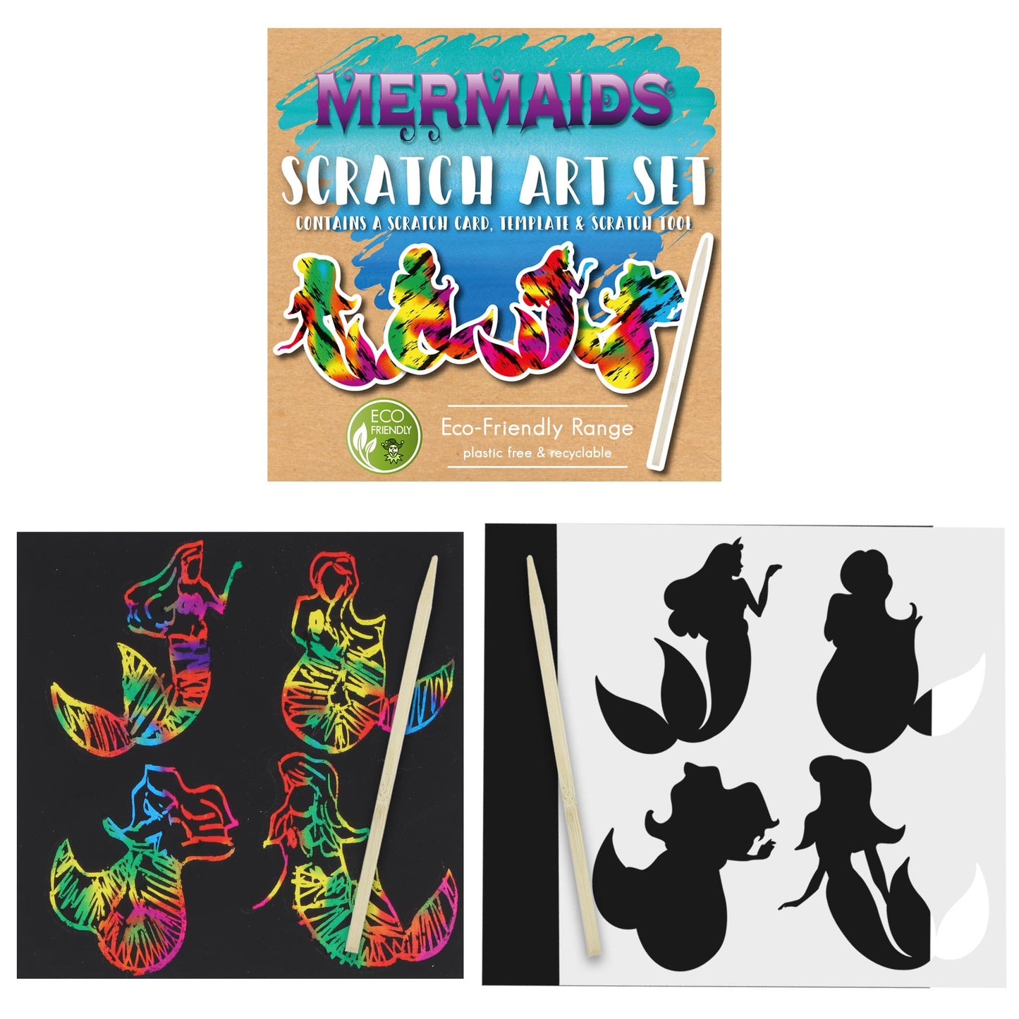 Scratch Art - Mermaid - 10cm x 10cm-Party Bag Fillers - Girls-The Curious Caterpillar
