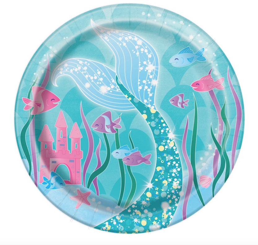 Mermaid Tail Party Paper Plates 17cm - 8pk
