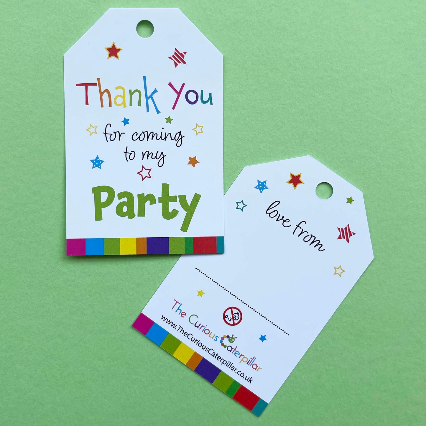 Thank You For Coming To My Party Tag - Green-The Curious Caterpillar