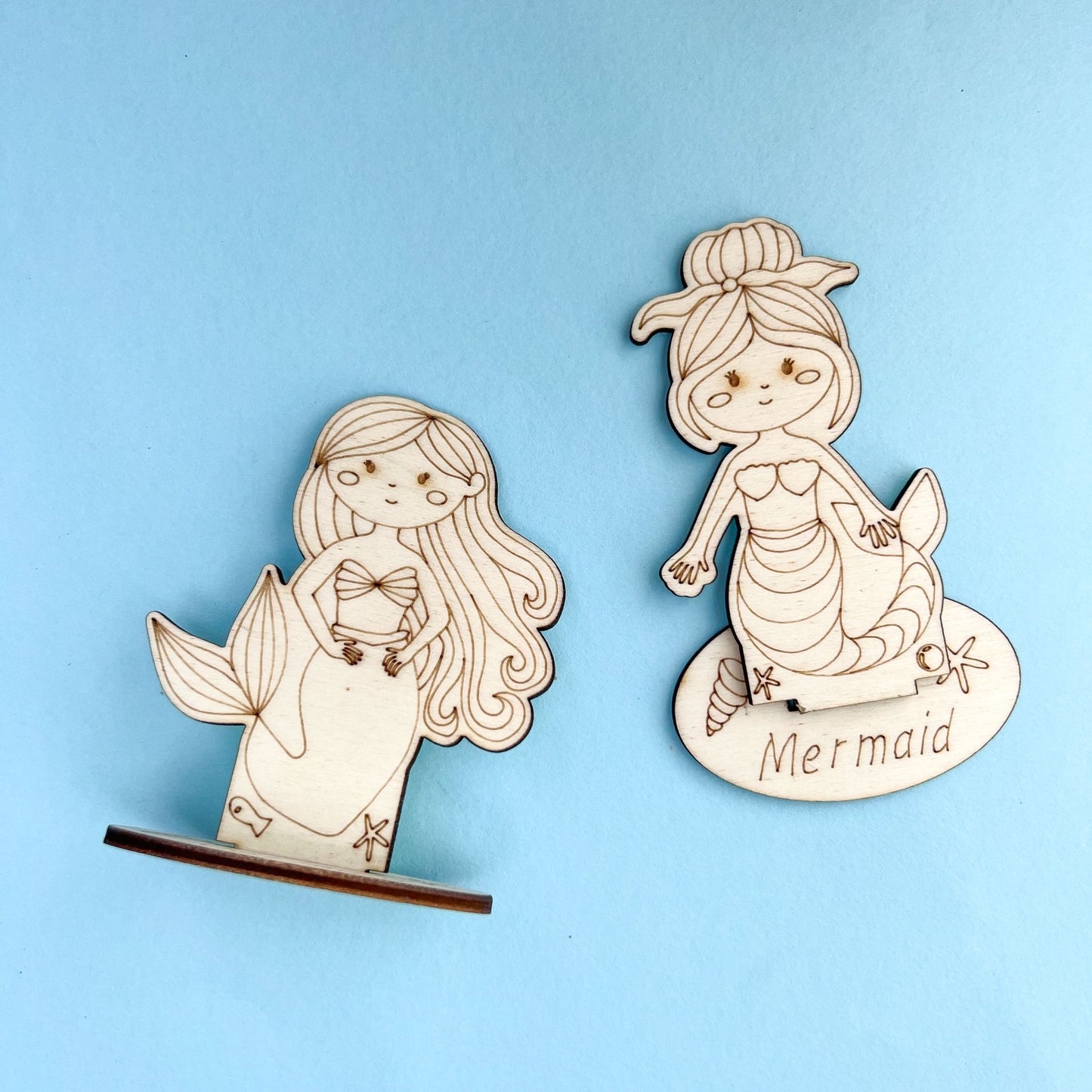 Wooden Mermaid with Base - Colour Me-Party Bag Fillers - Girls-The Curious Caterpillar