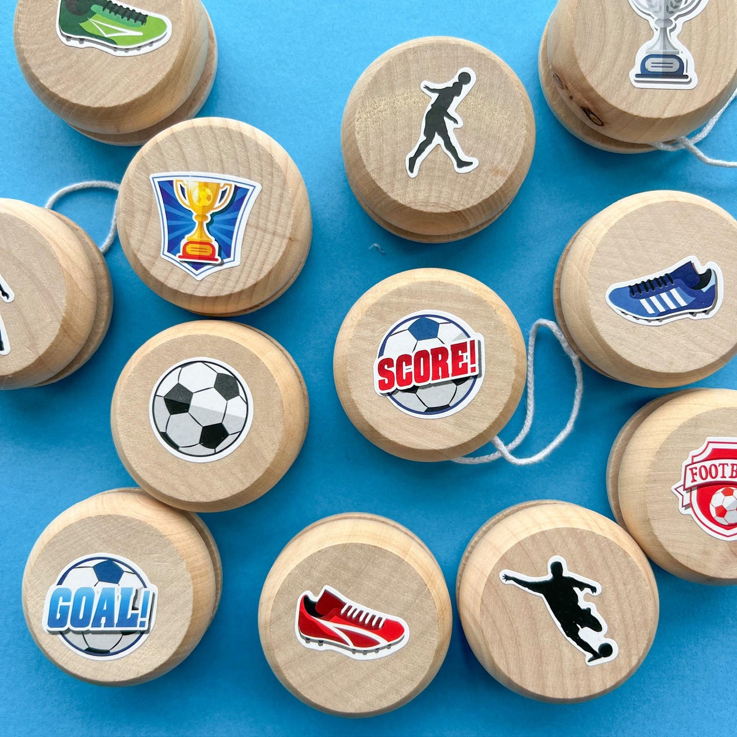 Football Wooden Yoyo - 5cm-Party Bag Fillers - Boys-The Curious Caterpillar
