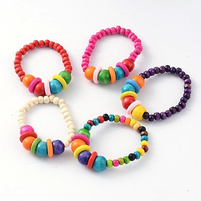 Bright Chunky Wood Beads Stretch Bracelet-Party Bag Fillers - Girls-The Curious Caterpillar