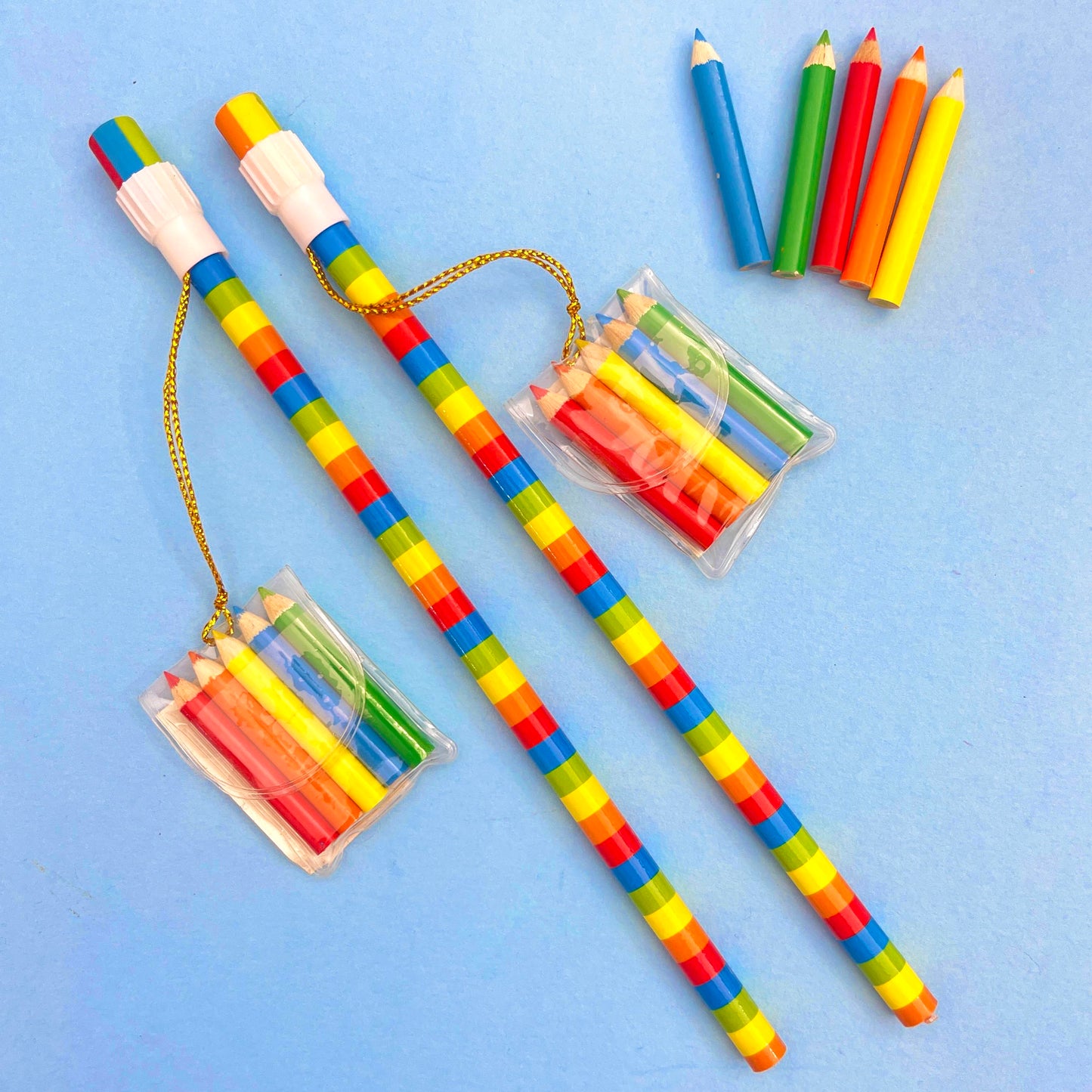 Rainbow Stripe Pencil with Mini Pencils