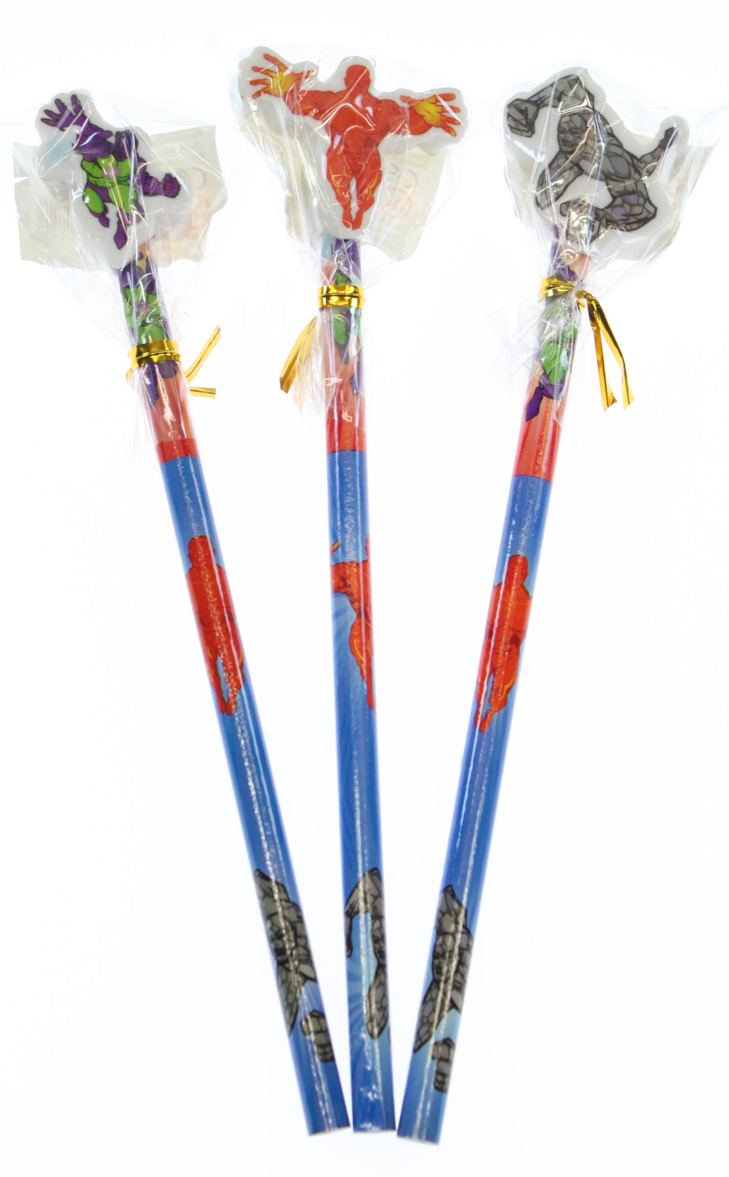 Super Hero Pencil with Eraser Topper - wrapped-Party Bag Fillers - Boys-The Curious Caterpillar