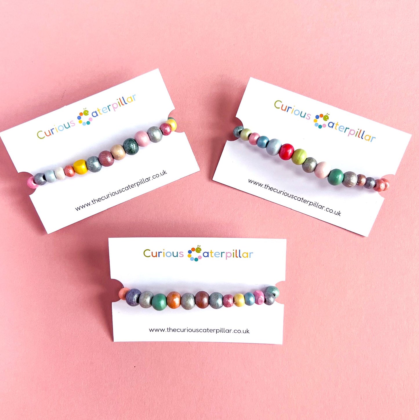 Wooden Shimmer Bead Bracelet-Party Bag Fillers - Girls-The Curious Caterpillar