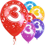 Age 3 12 inch Pearlised Balloons