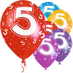 Age 5 12 inch Pearlised Balloons