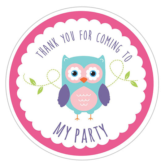 Owl Party Label - 10cm-The Curious Caterpillar