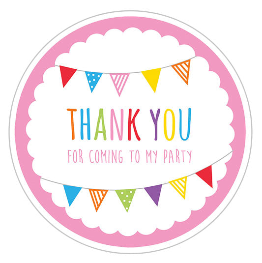 Pink Bunting Party Label - 10cm-The Curious Caterpillar