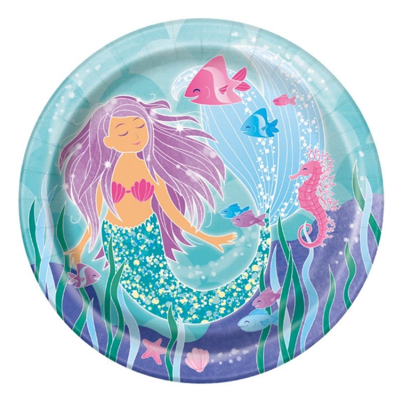 Mermaid Party Paper Plates 22cm - 8pk