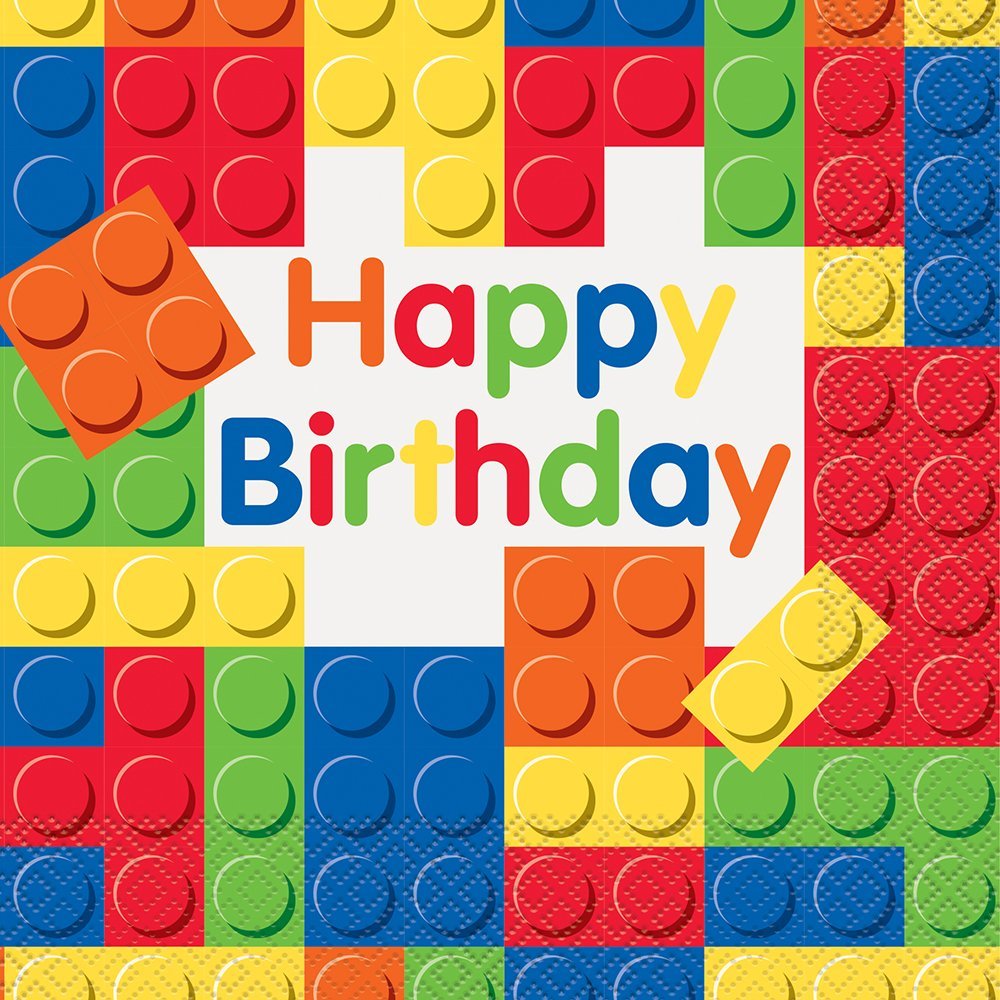 Happy Birthday Building Blocks Lunch Napkins