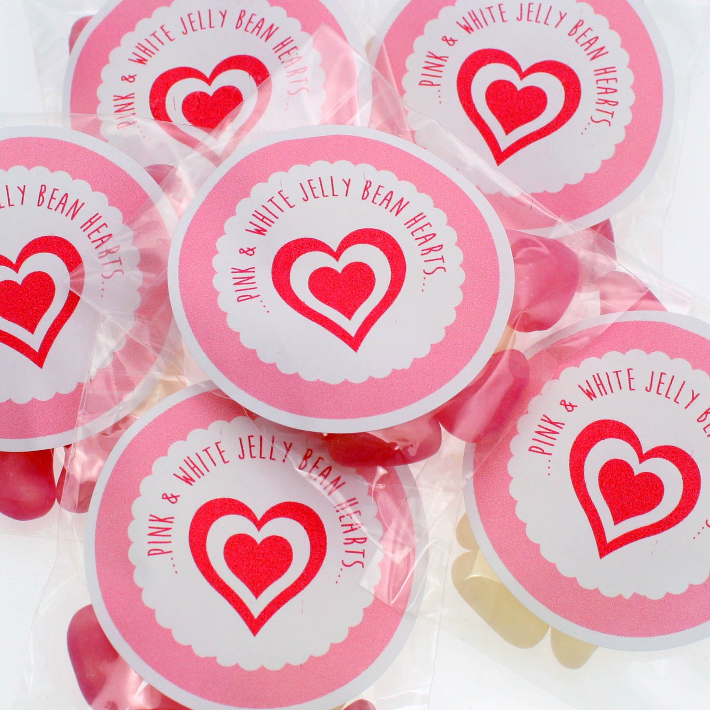Pink & White Jelly Bean Hearts - 20g-The Curious Caterpillar