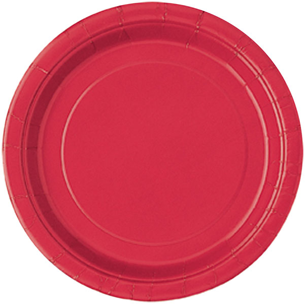 Red Paper Party Plates 22cm - 16pk