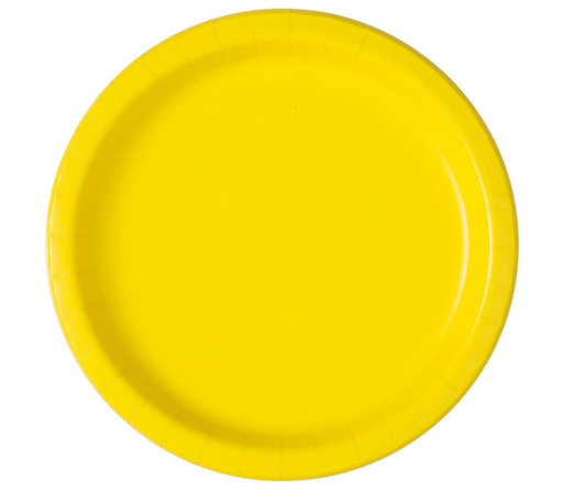 Neon Yellow Paper Plates 17cm - 20pk
