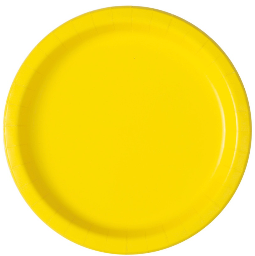 Neon Yellow Paper Plates 22cm - 16pk