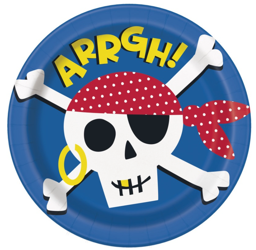 Pirate's Map Paper Dessert Plates - 7 Inch Sturdy Plates - Pack Of 8 For Themed Parties