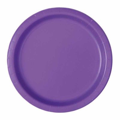 Neon Purple Paper Plates 22cm - 20pk