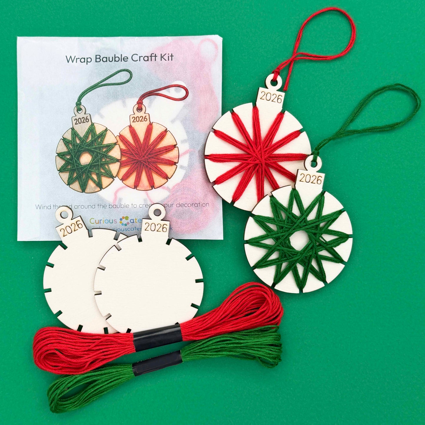 2026 Wrap Bauble 2 Pack - Red and Green