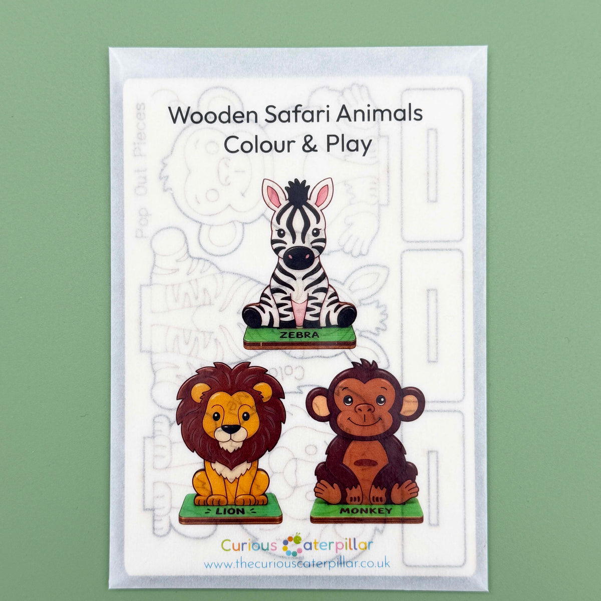 Wooden Safari Animals - Colour & Play