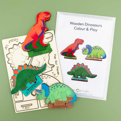 Wooden Dinosaurs - Colour & Play