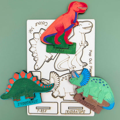 Wooden Dinosaurs - Colour & Play