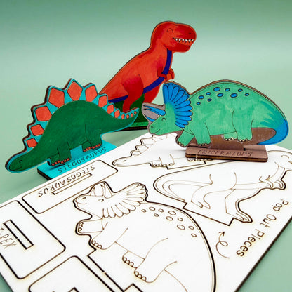 Wooden Dinosaurs - Colour & Play