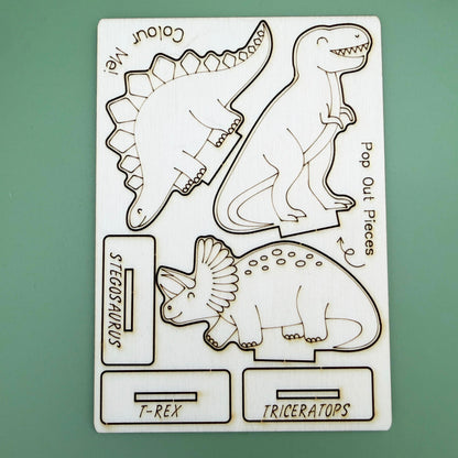 Wooden Dinosaurs - Colour & Play