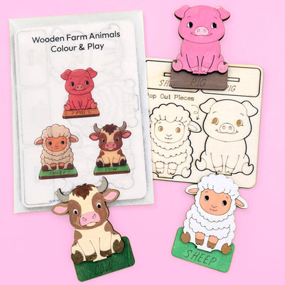 Wooden Farm Animals - Colour & Play