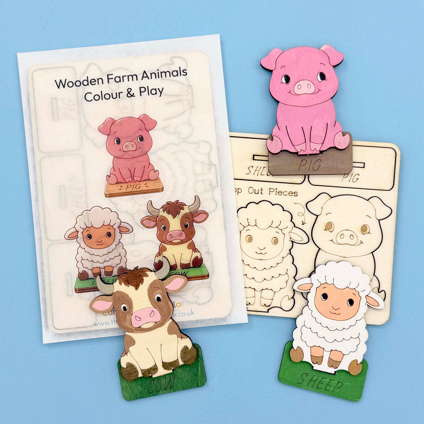 Wooden Farm Animals - Colour & Play