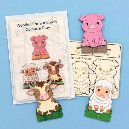 Wooden Farm Animals - Colour & Play