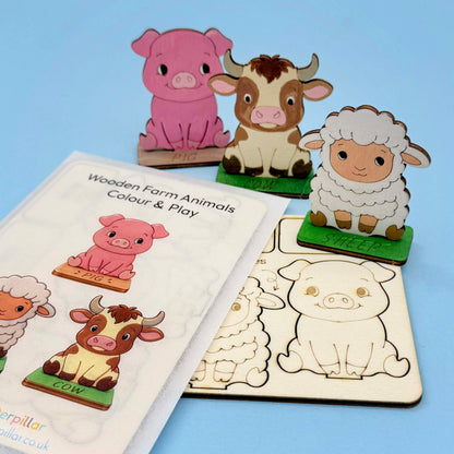 Wooden Farm Animals - Colour & Play