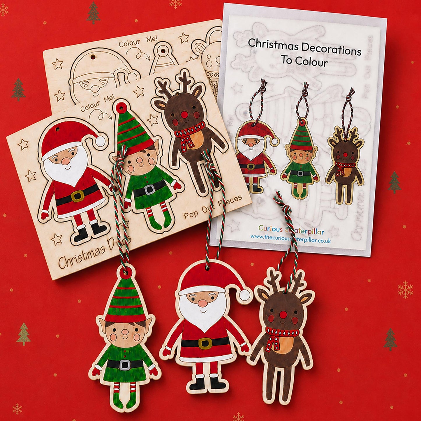 Christmas Wood Decorations To Colour - Pop Out