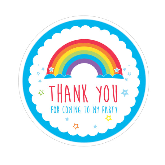 Blue Rainbow Party Label - 8cm