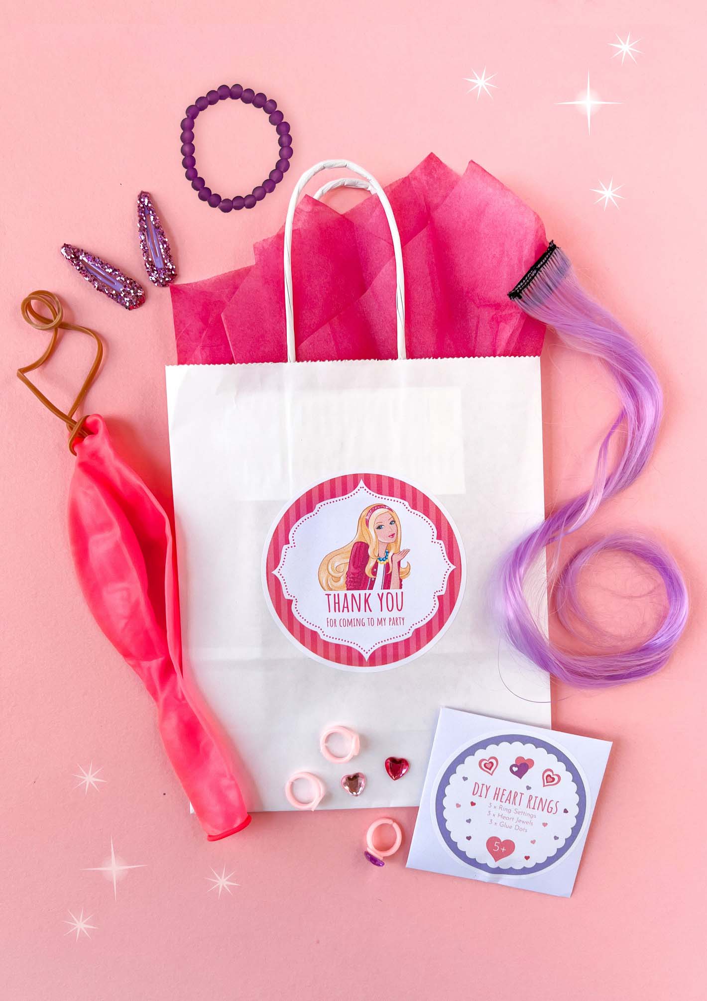Barbie Theme Custom Lolly Bag Favours - Favour Perfect