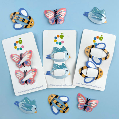 2pk Bird/Bee/Butterfly Hair Clips-Party Bag Fillers - Girls-The Curious Caterpillar