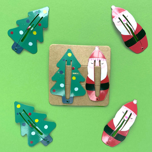 Christmas Tree & Santa Hair Clips