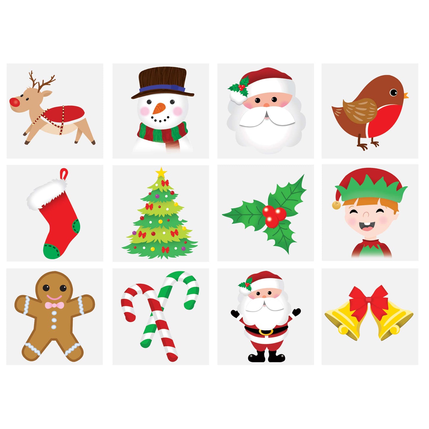 Pack of 12 Individual Christmas Tattoos