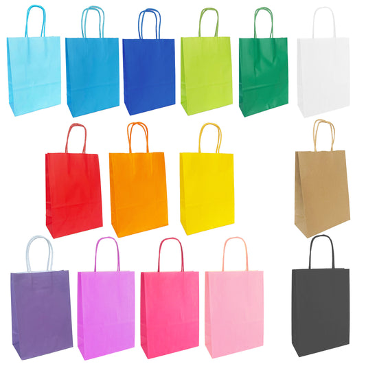 Large Colour Paper Party Bags - 16cm x 22cm x 8cm