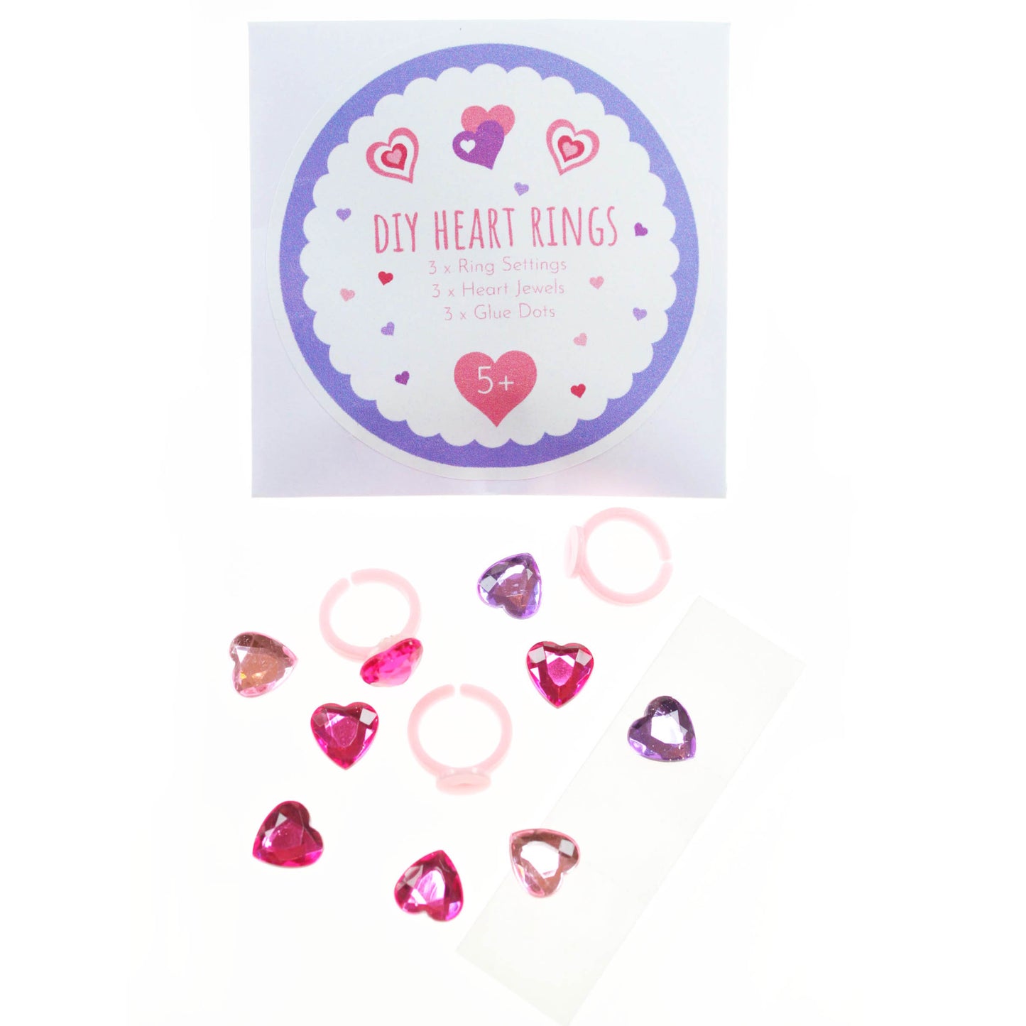 DIY Heart  Jewel Rings - 3pk