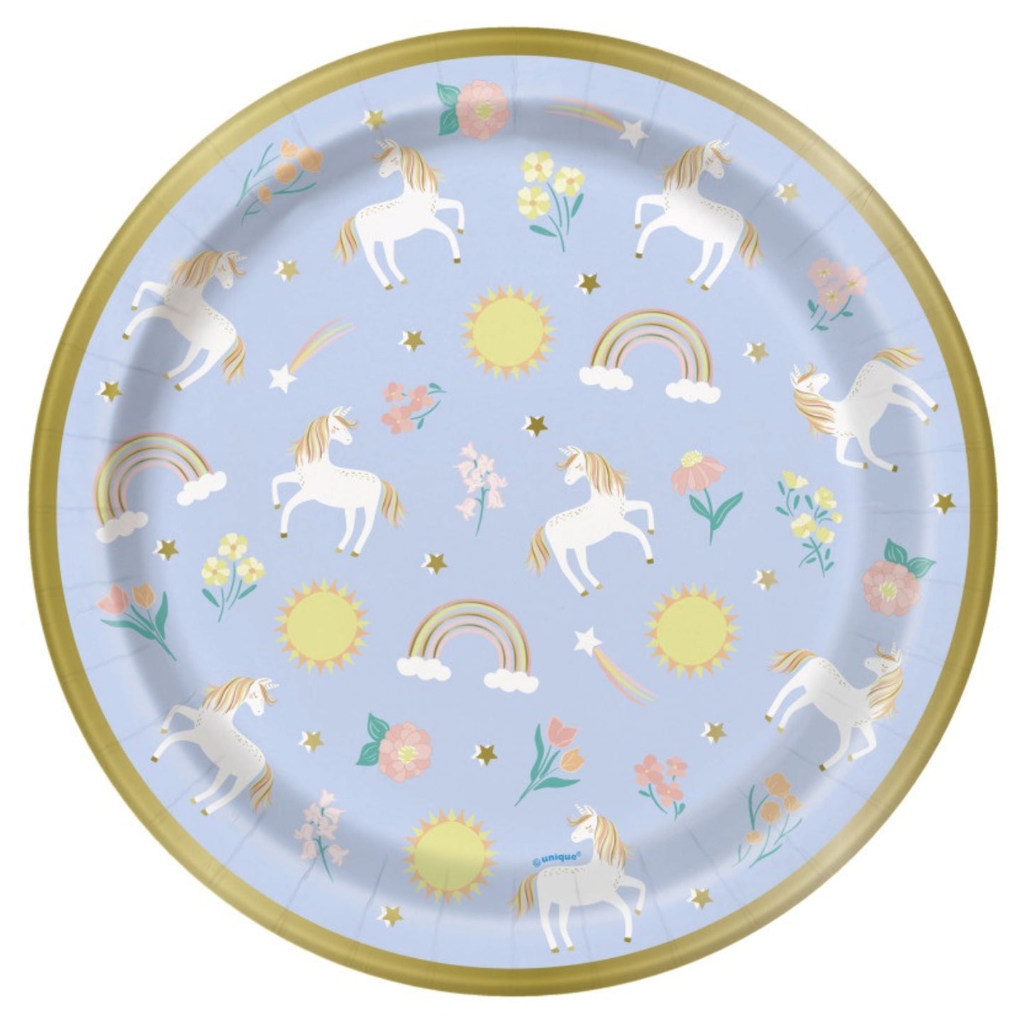 Dainty Unicorn Party Paper Plates 23cm 8pk