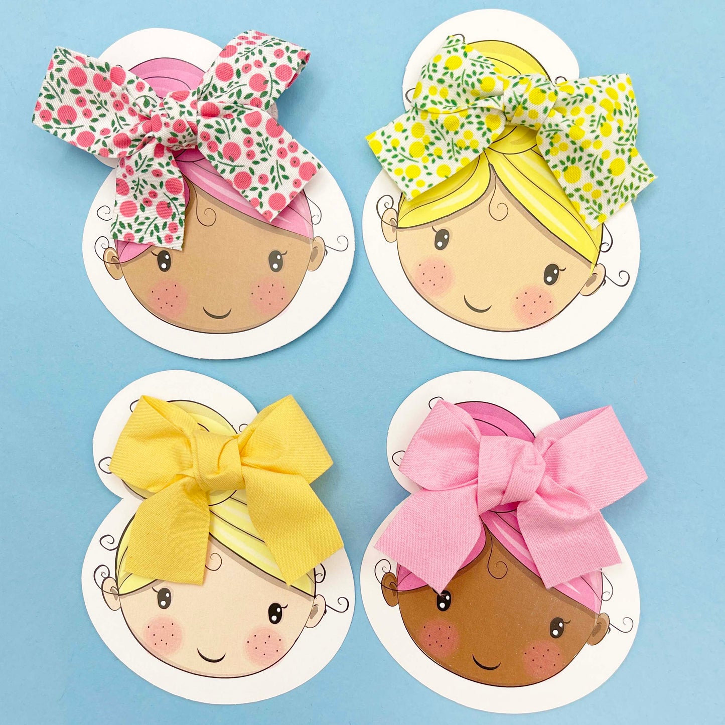 Floral/Plain Cotton Hair Bow Clip