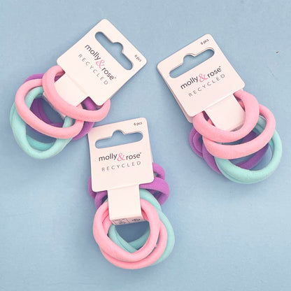 6pk - Pink/Lilac/Blue Jersey Elastics-Party Bag Fillers - Girls-The Curious Caterpillar