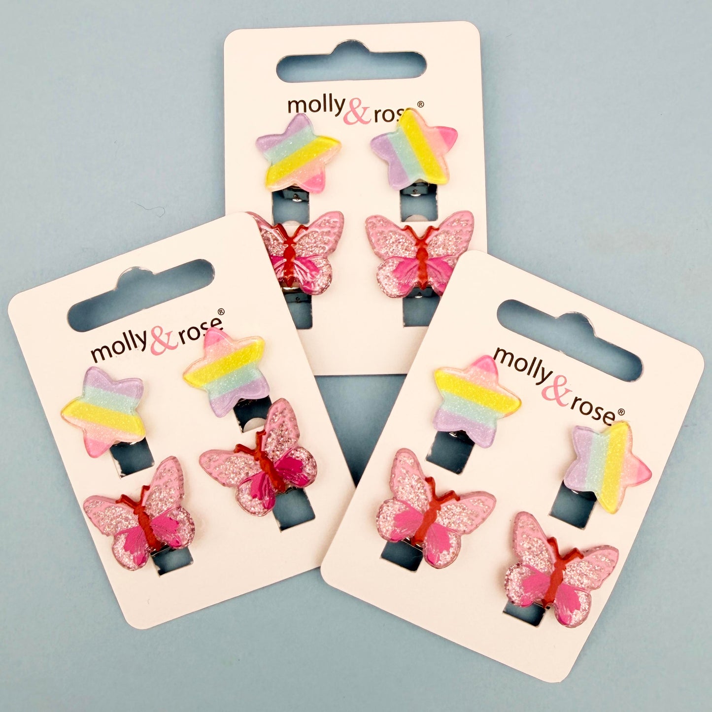 2 pairs - Heart & Butterfly Clip on Earrings