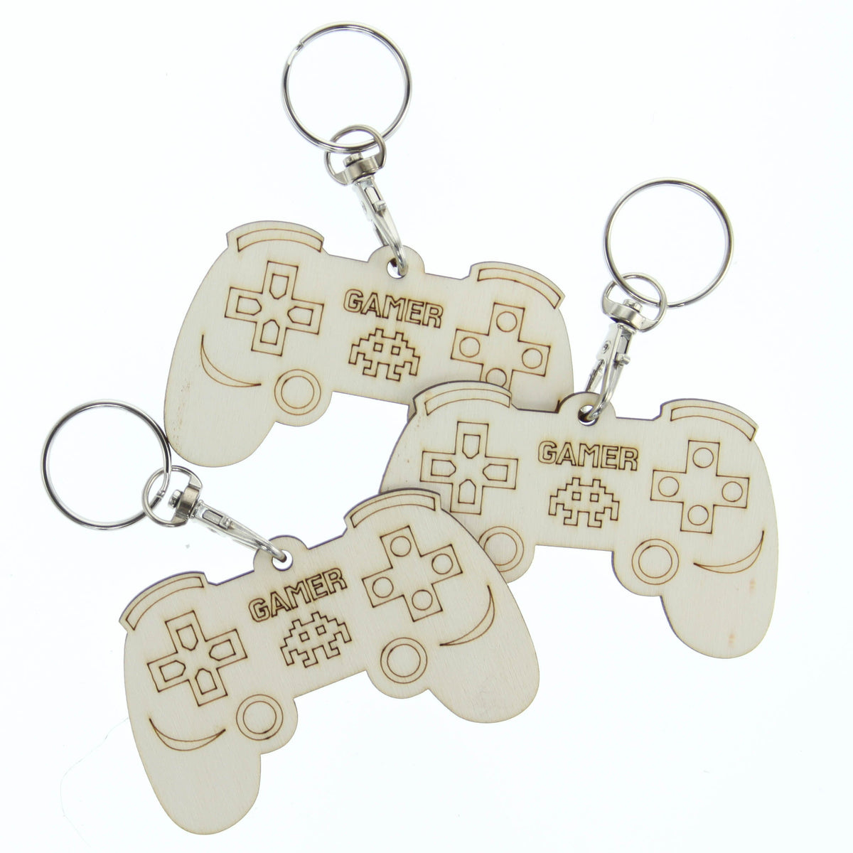 Wooden Gamer keyring — optional choice for a Build Your Own Gamer Party Bag