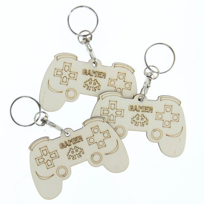 Wooden Gamer keyring — optional choice for a Build Your Own Gamer Party Bag