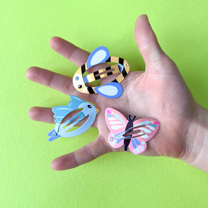2pk Bird/Bee/Butterfly Hair Clips-Party Bag Fillers - Girls-The Curious Caterpillar